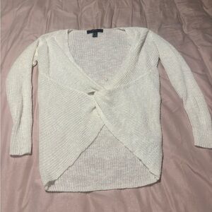 White Twist-Front Women's Sweater